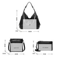 Women Shoulder Bags Tote Satchel Hobo 3pcs Purse Set Black - Thumbnail 1