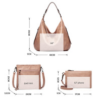 Women Shoulder Bags Tote Satchel Hobo 3pcs Purse Set Pink - Thumbnail 1