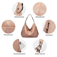 Women Shoulder Bags Tote Satchel Hobo 3pcs Purse Set Pink - Thumbnail 3