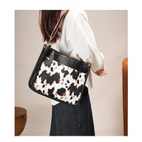 New Women's Bag Fashion Cow Pattern Shoulder Bag Black - Thumbnail 2