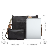 Womens Fashion Shoulder Bags Large Tote Bag Retro Purse Handbag Black - Thumbnail 1