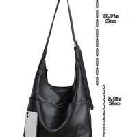 Women Vegan Leather Top Handle Shoulder Purses and Handbags Black - Thumbnail 1