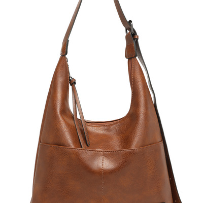 Women vegan leather top handle shoulder purses and handbags brown - Thumbnail 3