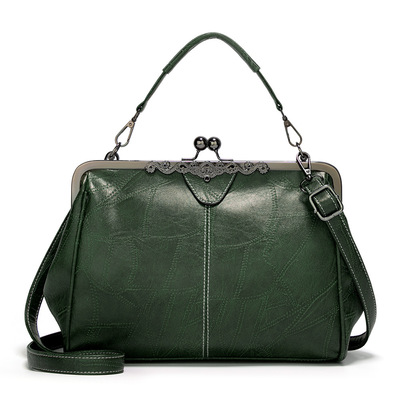 Women small hobo bag slouchy shoulder bag green - Thumbnail 3