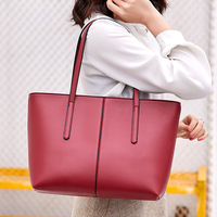 Women's Soft Faux Leather Tote Bag Purse Handbags Wallet Red - Thumbnail 1