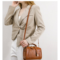 Women's Soft Leather Tote Bag, Top Satchel Purses and Handbags Brown - Thumbnail 1