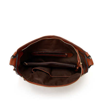 Handbags for women large designer ladies hobo bag bucket purse faux leather brown