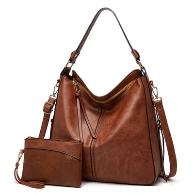 Handbags for women large designer ladies hobo bag two piece brown - Thumbnail 3