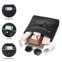 Women Vegan Leather Handbags Tote Purse Shoulder Bag Large Ladies Hobo Bags Black - Thumbnail 2