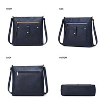 Women Vegan Leather Handbags Tote Purse Shoulder Bag Large Ladies Hobo Bags Blue - Thumbnail 2