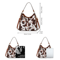 Women Western Cow Print Purse Designer Top Handle Handbags Brown - Thumbnail 1