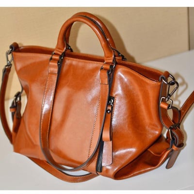 Women trendy vegan leather hobo handbags brown - Thumbnail 5