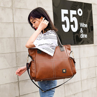 Women Trendy Fashion Shoulder Bag Vegan Leather Purse Brown - Thumbnail 1