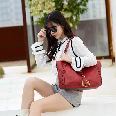 Fashion tote bags shoulder bag top handle satchel bags red