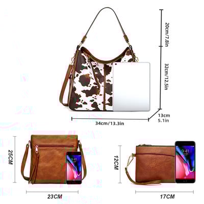 Women fashion handbags wallet tote bag shoulder bag top handle satchel purse set 3pcs multi