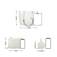 Women Fashion Handbags Wallet Tote Bag Shoulder Bag Top Handle Satchel Purse White - Thumbnail 1