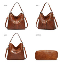 Purses for Women Shoulder Handbags Hobo Bags Tote Bag Brown - Thumbnail 1
