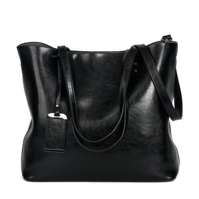 Women tote bag handbags pu leather fashion hobo shoulder bags black - Thumbnail 4