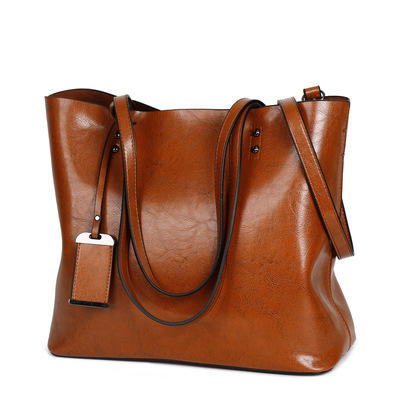 Women tote bag handbags pu leather fashion hobo shoulder bags brown - Thumbnail 5