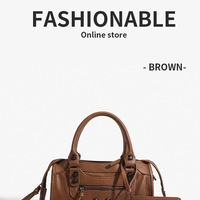 Women Vegan Leather Shoulder Tote Purse with Small Crossbody Bag Brown - Thumbnail 1