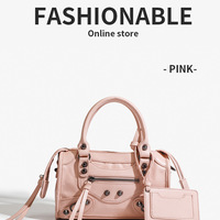 Women Vegan Leather Shoulder Tote Purse with Small Crossbody Bag Pink - Thumbnail 1