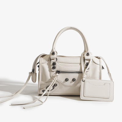 Women Vegan Leather Shoulder Tote Purse with Small Crossbody Bag White