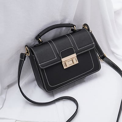 Women's vintage leather tote shoulder handbag black - Thumbnail 3