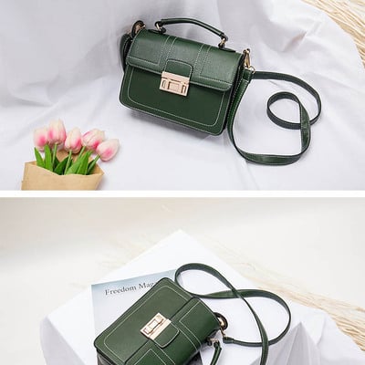 Women's vintage leather tote shoulder handbag green