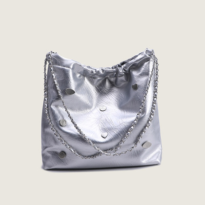 Fashion tote bag shoulder handbags silver - Thumbnail 4