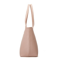 Ladies' Cross Pattern Large Capacity Tote Bag Pink - Thumbnail 1