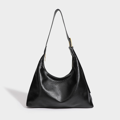 Women tote bag soft leather large capacity shoulder bag black - Thumbnail 3