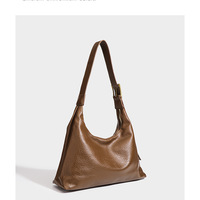 Women Tote Bag Soft Leather Large Capacity Shoulder Bag Brown - Thumbnail 1