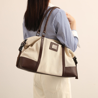 Ladies' large capacity fitness bag commuting luggage bag brown - Thumbnail 2