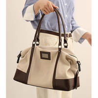 Ladies' Large Capacity Fitness Bag Commuting Luggage Bag Brown - Thumbnail 1