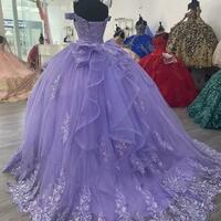 Viovet Tulle Off The Shoulder Quinceanera Dresses Appliques Ball Gown Sweet Sixteen Prom Party Gowns Ruffels Tulle vestidos - Thumbnail 1