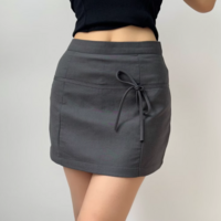 Back zipper bow hip skirt A-line skirt - Thumbnail 2