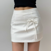 Back zipper bow hip skirt A-line skirt - Thumbnail 7