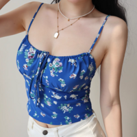 Retro chest drawstring straps holiday casual slim fit top camisole - Thumbnail 4