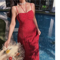 Vacation leisure waist slimming floral temperament suspender dress - Thumbnail 4