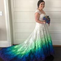 Plus Size Ball Gown Ombre Dyed Lace Wedding Dress Bridal Gown Wedding Gown - Thumbnail 1
