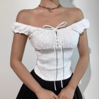 Casual embroidered bow tie stitching slim fit top camisole - Thumbnail 7
