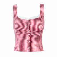 Sweet Plaid Contrast Color Single Breasted Slim Fit Vest - Thumbnail 3