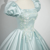 Lovely Satin Lace Long Prom Party Dress - Thumbnail 1