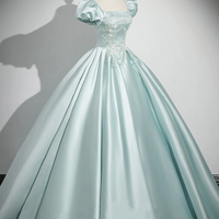 Lovely Satin Lace Long Prom Party Dress - Thumbnail 2