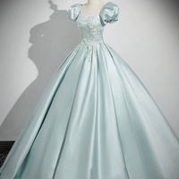 Lovely Satin Lace Long Prom Party Dress - Thumbnail 5