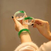 Natural Burmese Jade Bracelet Sunny Green Floating Flower Women's Original Jade Bracelet Glutinous Ice Type Positive Circle Peace Bracelet Gift - Thumbnail 8