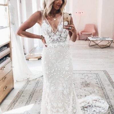 Sexy sheath lace wedding dress bridal gown wedding gown