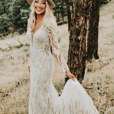 Sexy sheath lace wedding dress bridal gown wedding gown