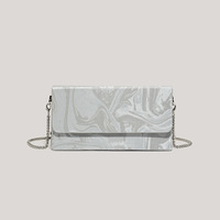 Fashion Makeup Bag Small Square Bag Crossbody Bag Silver - Thumbnail 1