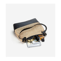 Ladies' Beach Woven Bag Shoulder Bag Black - Thumbnail 3